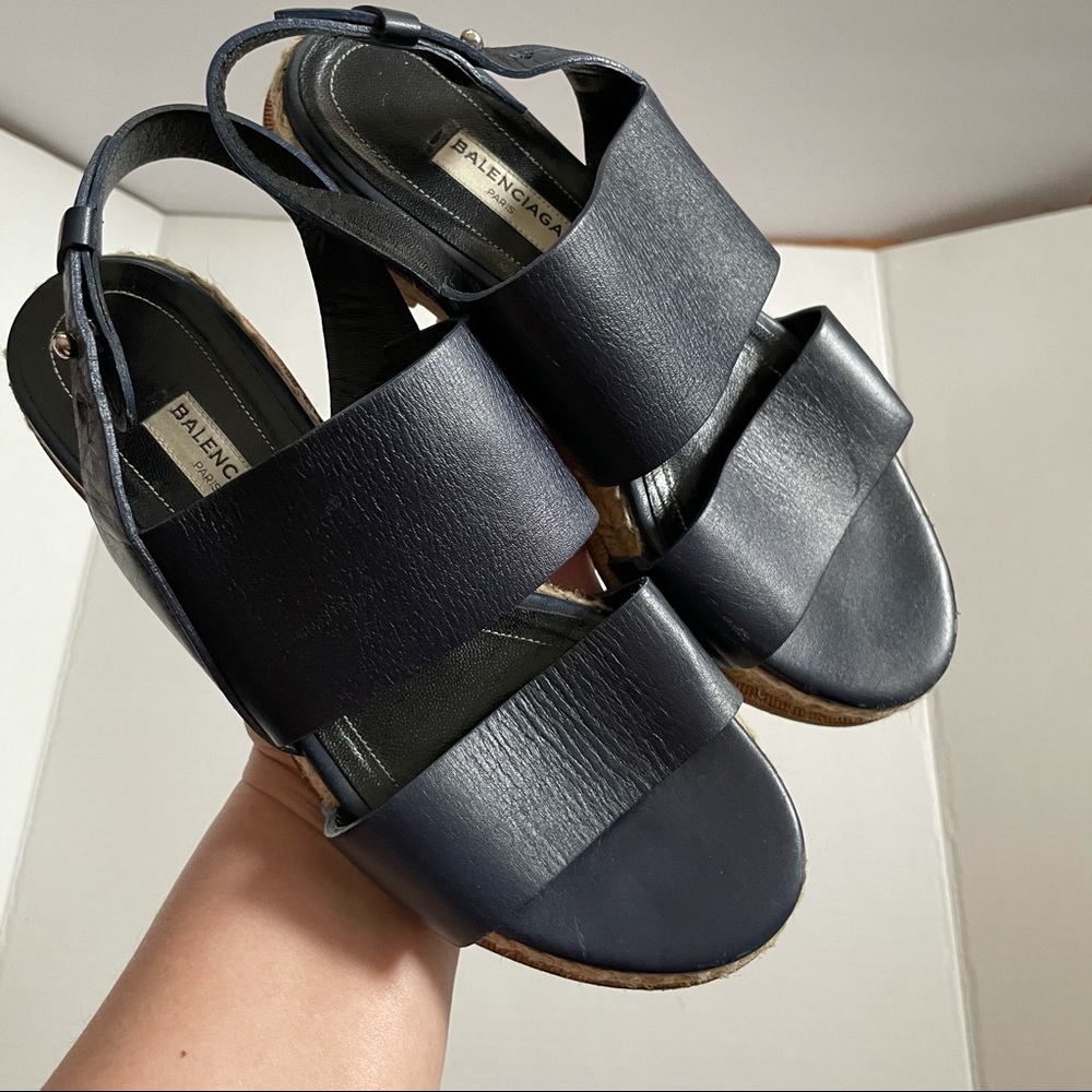 BALENCIAGA Leather + Espadrille Sandals